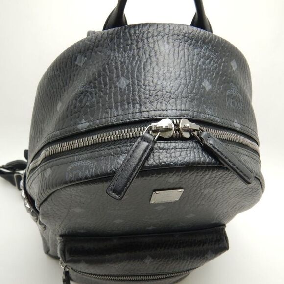 MCM Stark Visetos Black Leather Backpack Bag (Pre-Owned) - Picture 4 of 10